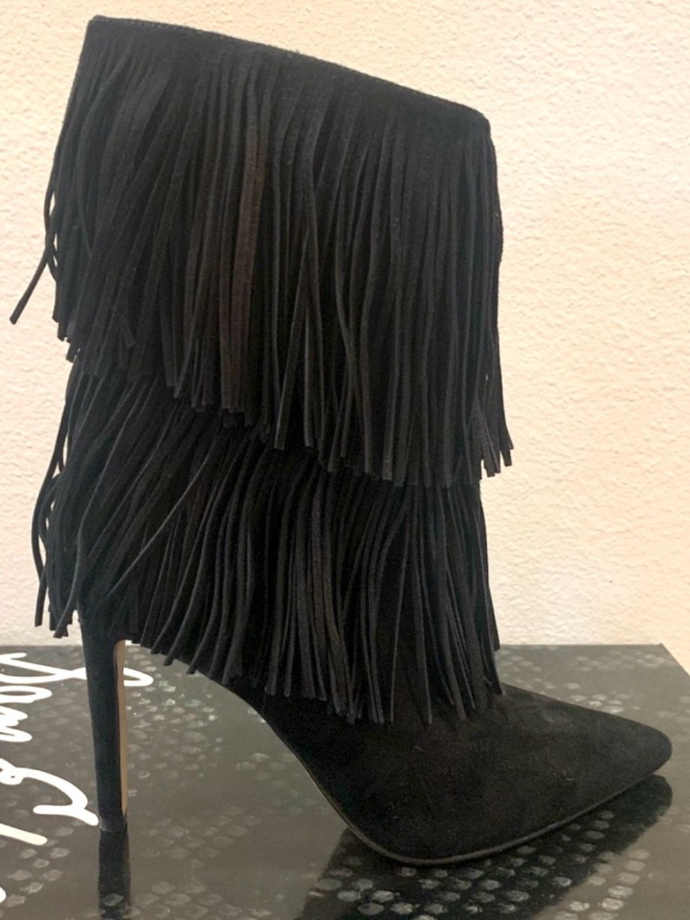 Sam Edelman Belinda black suede fringed ankle boots